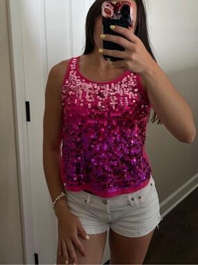 Justice Pink Sequin Tank Top